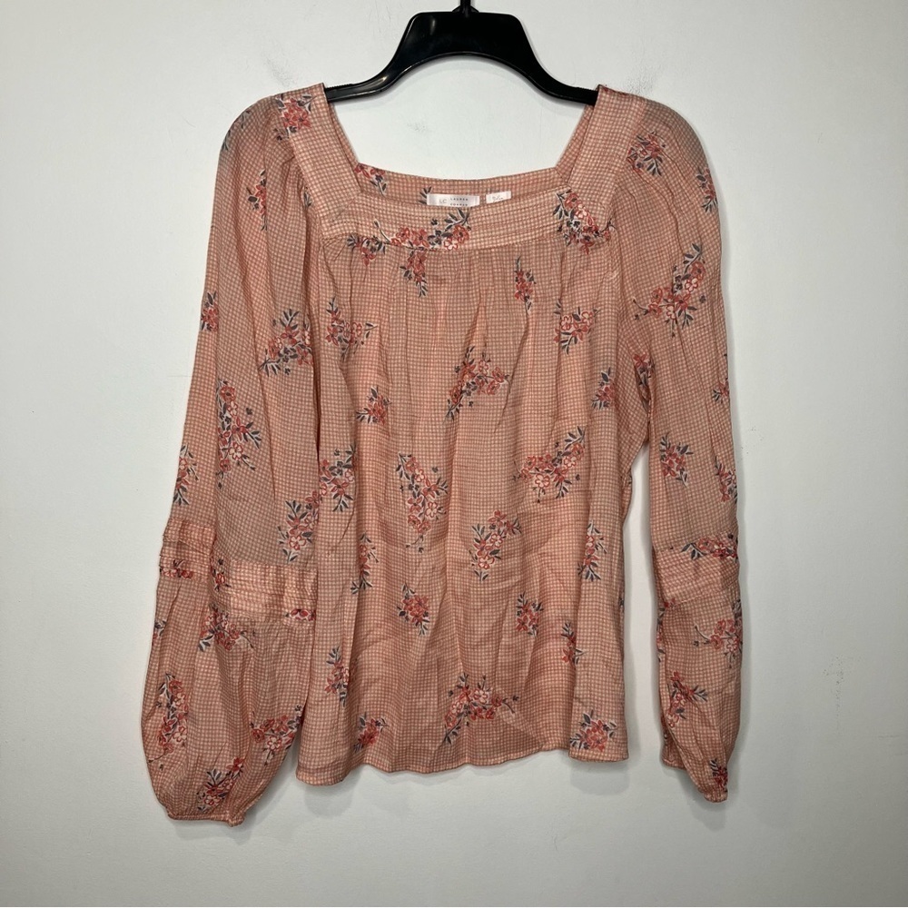 LC Lauren‎ Conrad square neck blouse peach floral size large